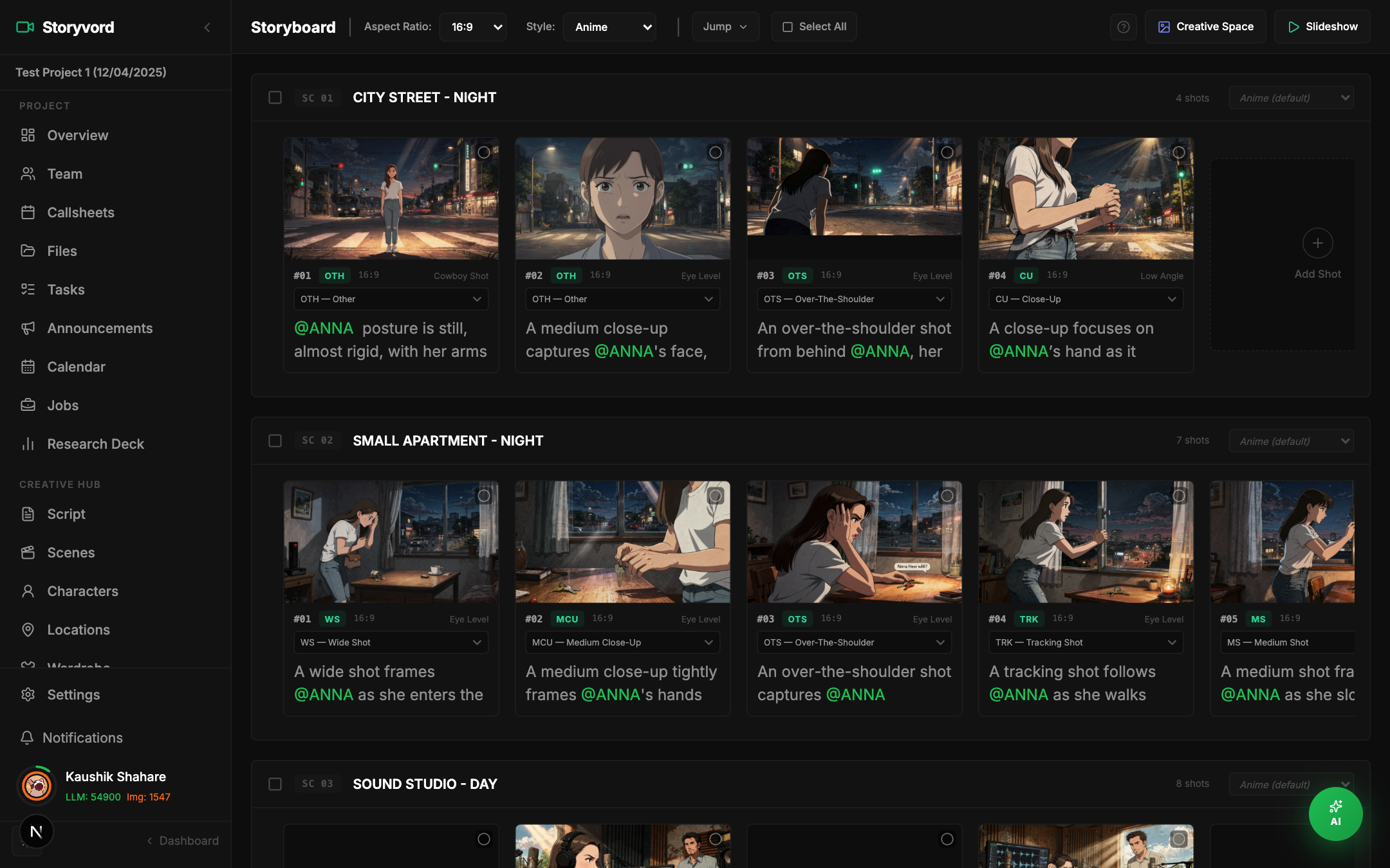 AI Storyboard Generation.